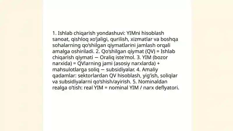 Yalpi ichki mahsulot va uning xarakter shakillari 4