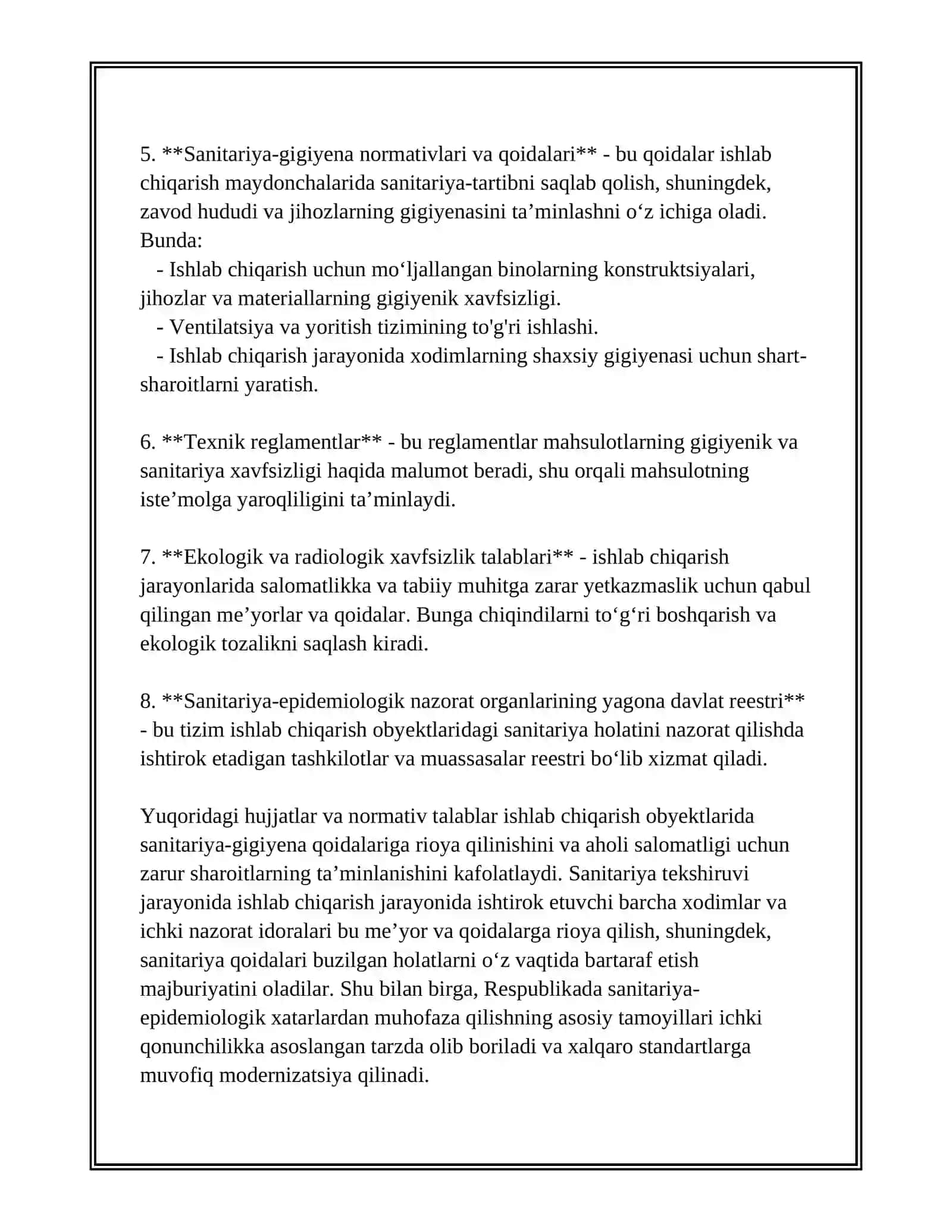 ISHLAB CHIQARISH OB'YEKTINI SANITARIYA TEKSHIRUVIDAN O'TKAZISH 4