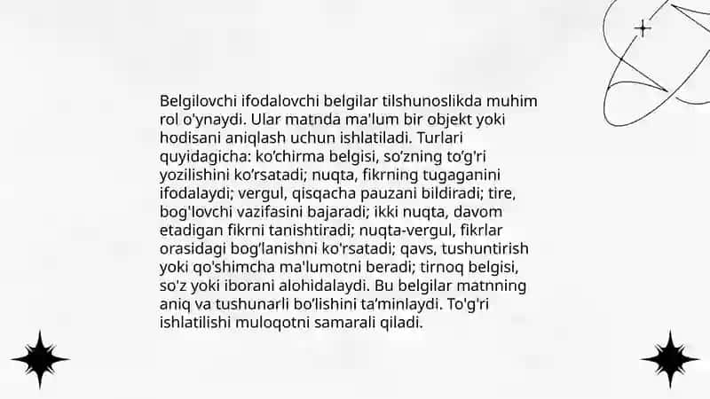 Harakat, belgi ifodalovchi boʻlak uslubiyati 4