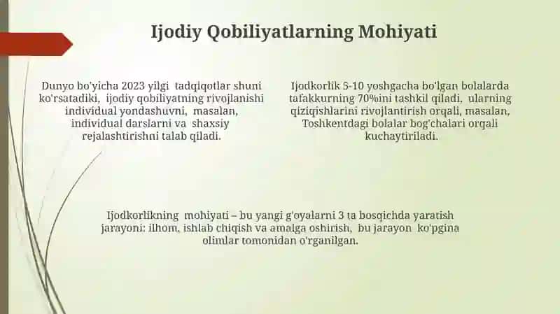 Ijodiy qobiliyatni oʻstirish 4