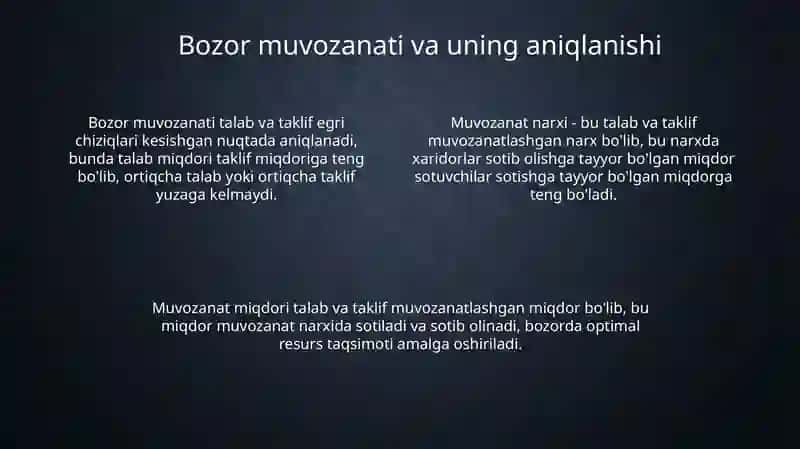 Talab va taklif. Bozor muvozanati 4