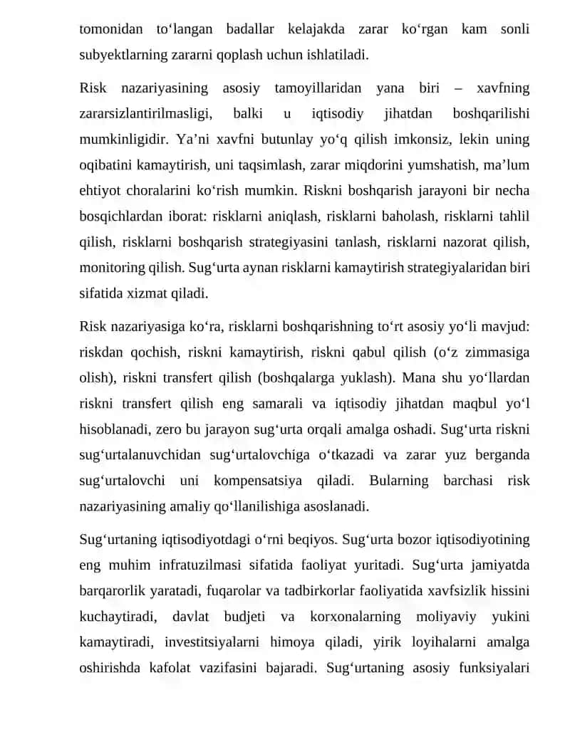 Risk nazariyasi va uning sug‘urtadagi roli 4