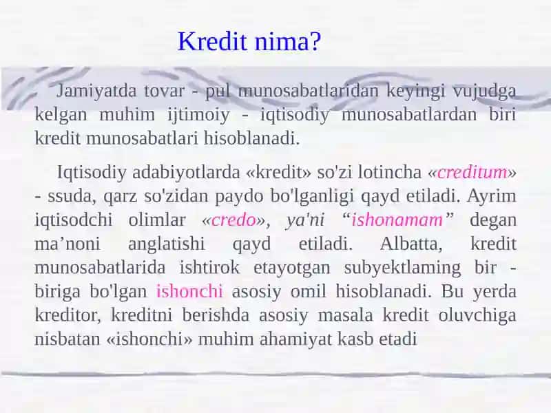 KREDITNINGSHAKLLARI VATURLARI,FUNKTSIYALARI 4