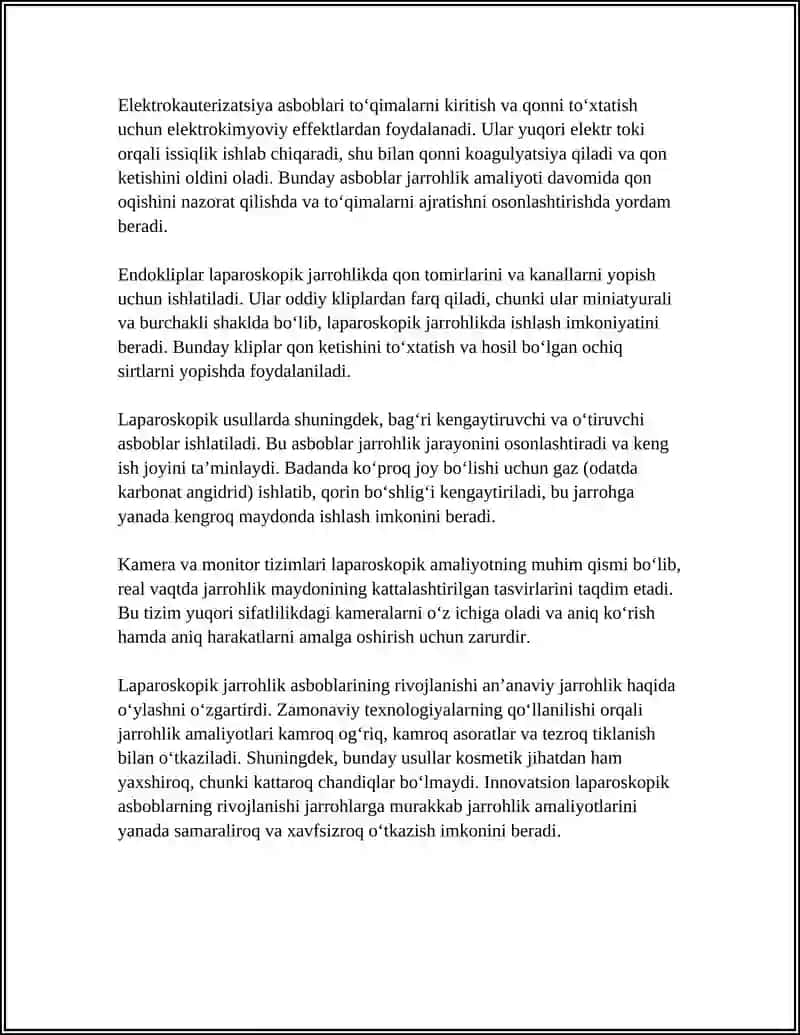 Minimal invaziv jarrohlik asboblari 4