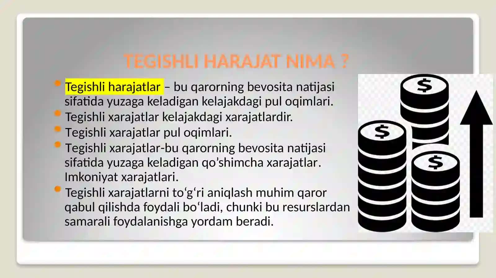 TEGISHLI XARAJATLAR TAHLILI 4