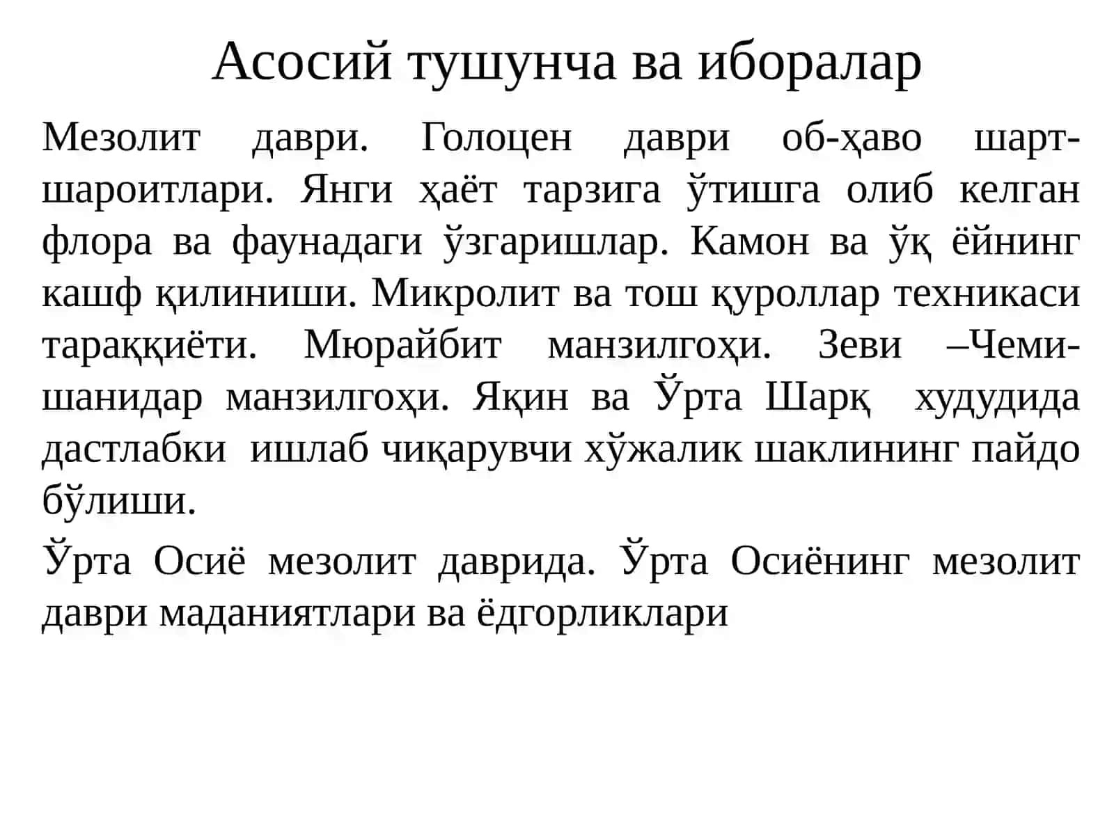 Мезолит даври умумий тавсифи 4