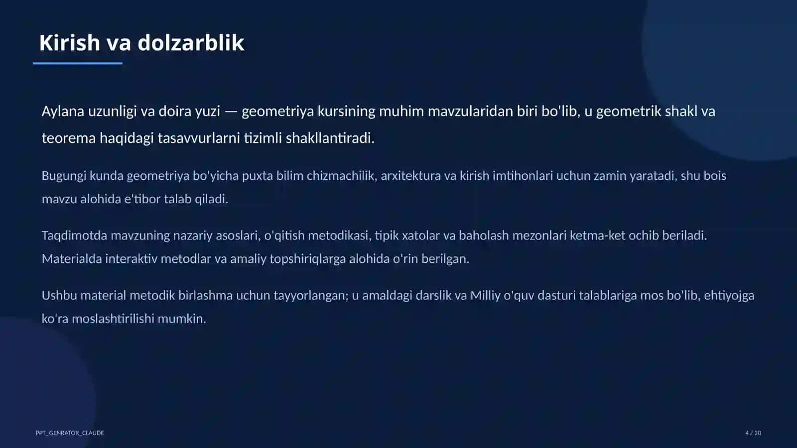 Geometriya (7–11) — metodik birlashma uchun 4