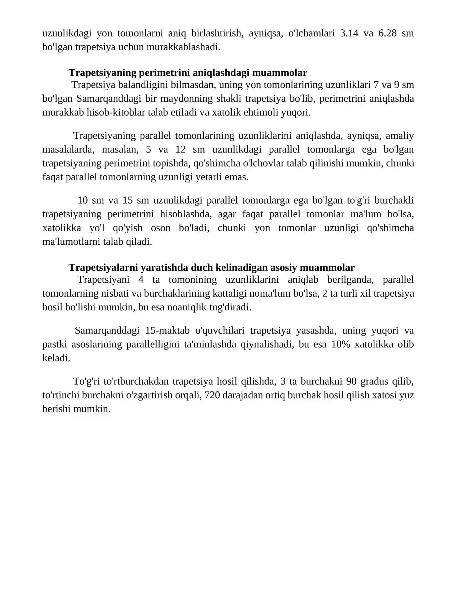 Trapetsiya yasashga doir masalalar 4