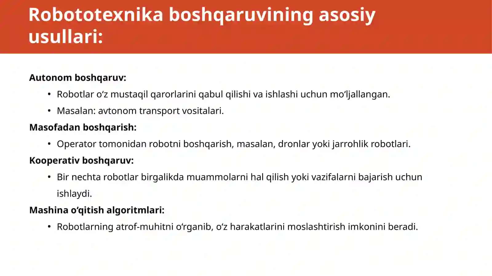 Mexatron va robototexnik boshqarish tizimlari 4