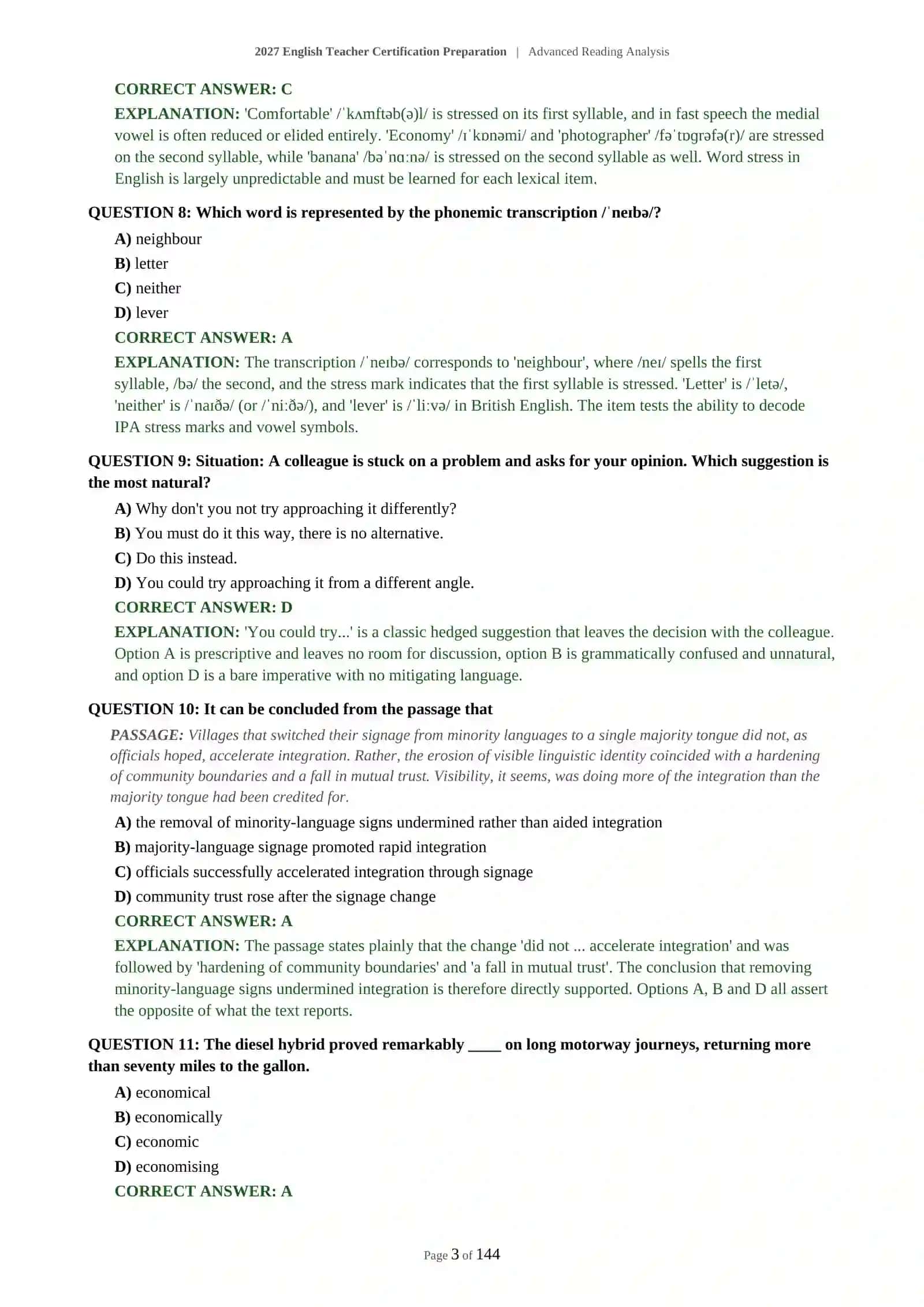 English Teacher Certification Preparation | Advanced Reading Analysis 4