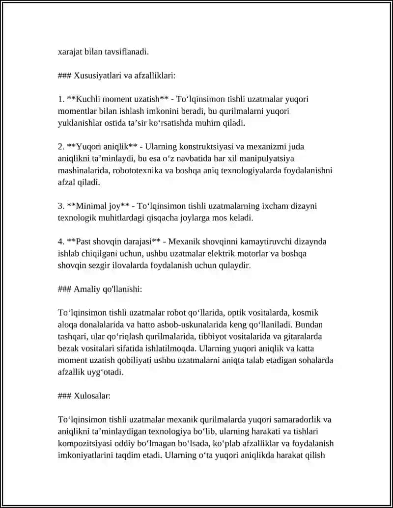 Toʻlqinsimon Tishli Uzatmalar 4