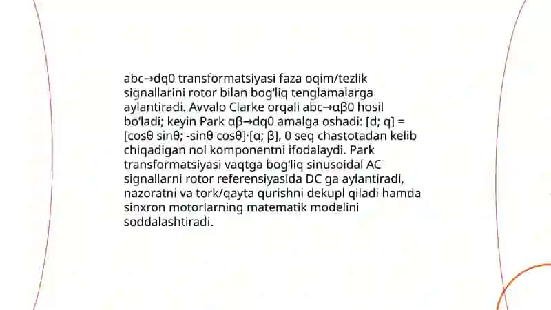 Sinxron Motorlarda Matematik Modelni Tuzish 4