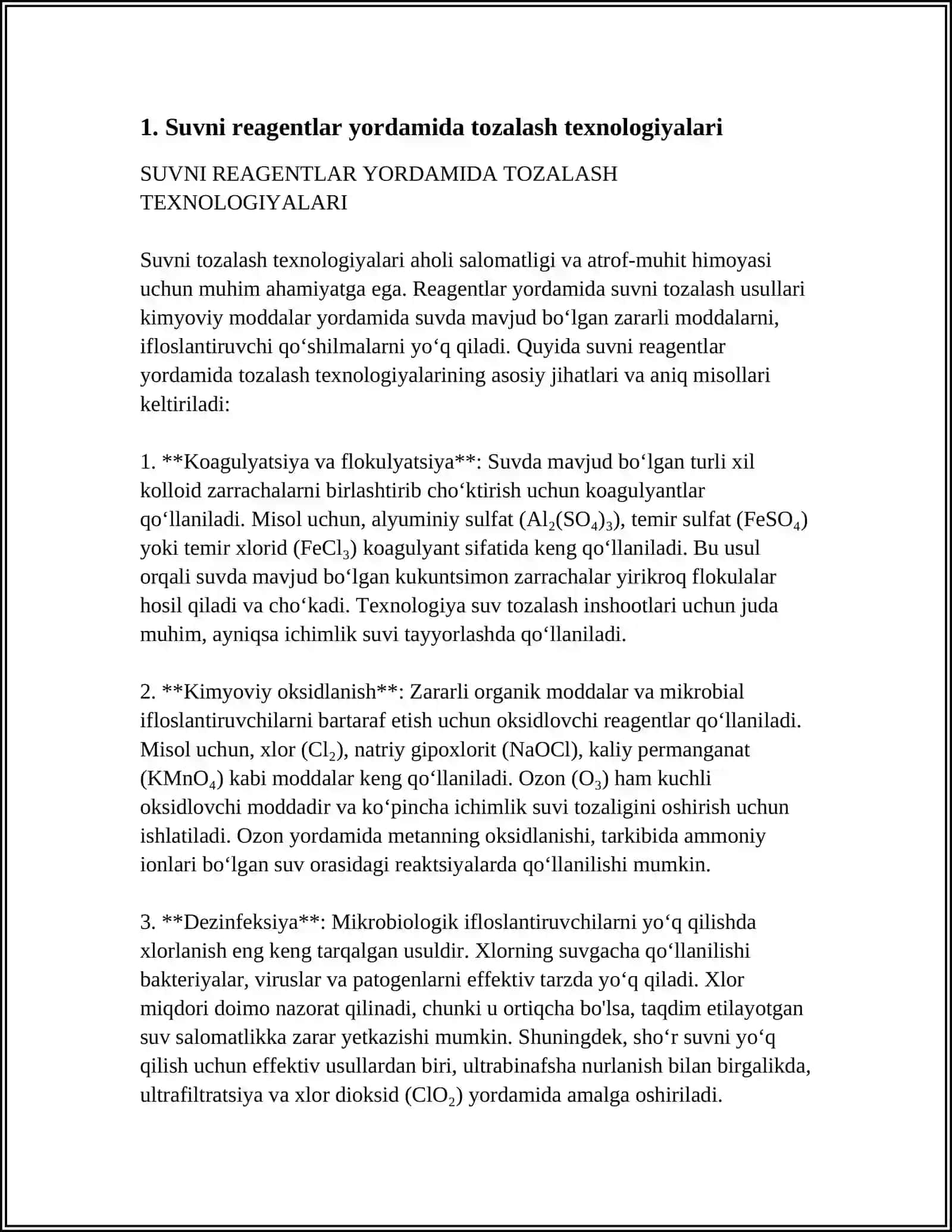 SUVNI REAGENTLAR YORDAMIDA TOZALASH TEXNOLOGIYALARI 4