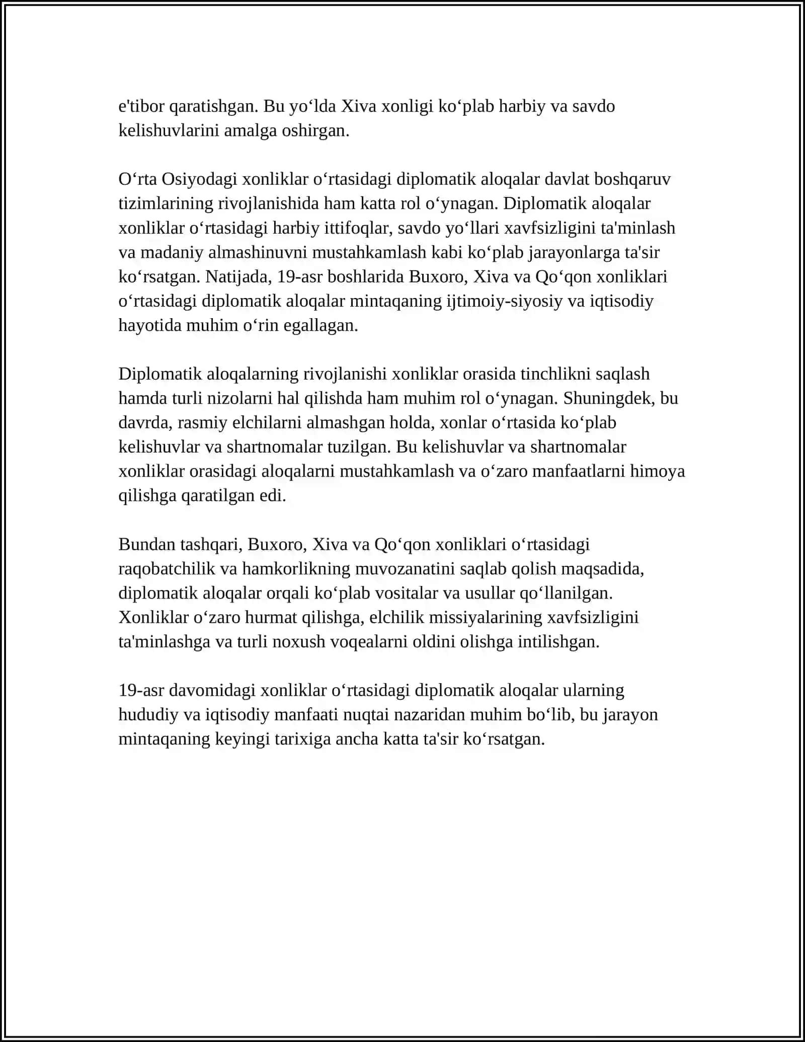 OʻZBEK XONLIKLARI OʻRTASIDA DIPLOMATIK ALOQALAR 4