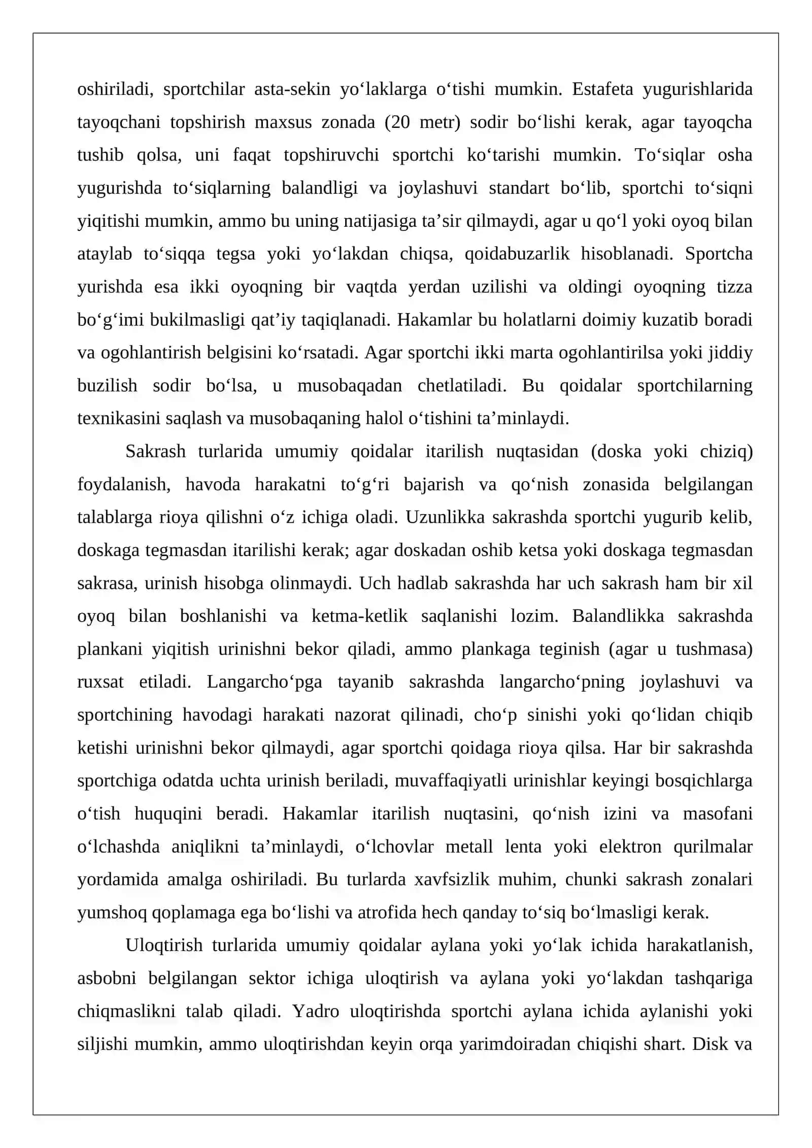 Yengil atletika musobaqalarida hakamlik qilish qoidalari 4