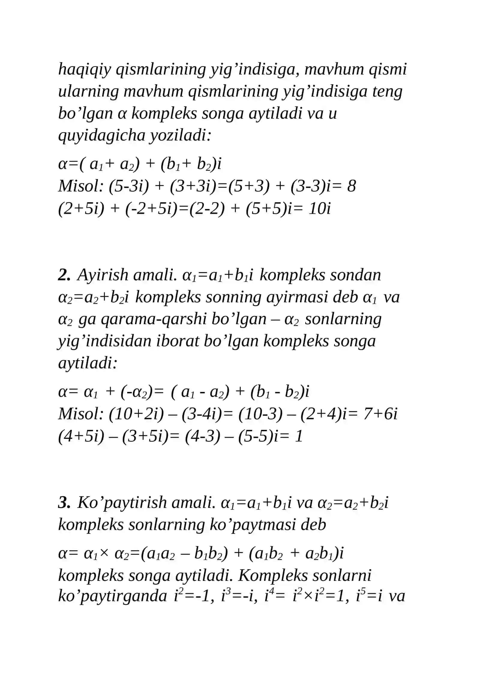 Matematika analizi - Kompleks sonlar 4