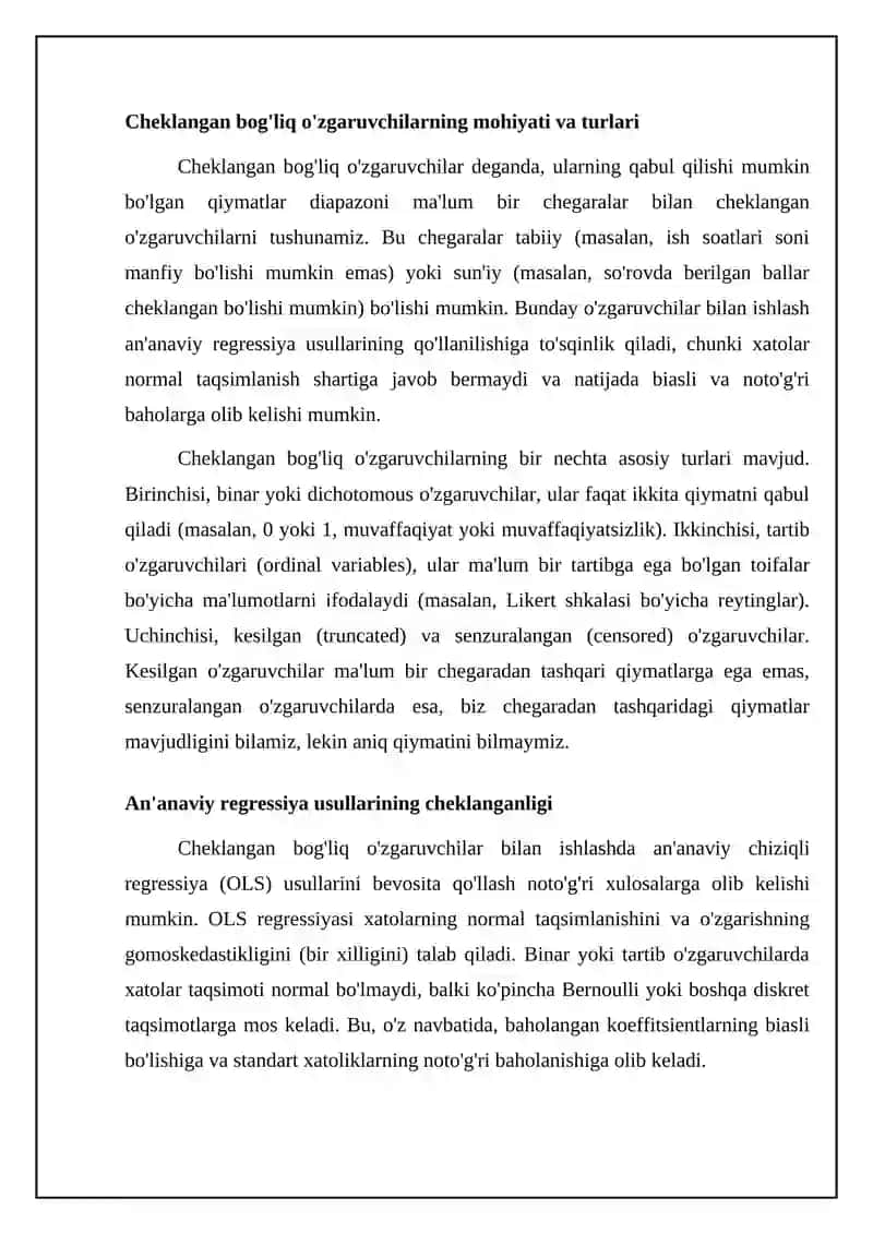 Cheklangan tobe o'zgaruvchili modellar 4