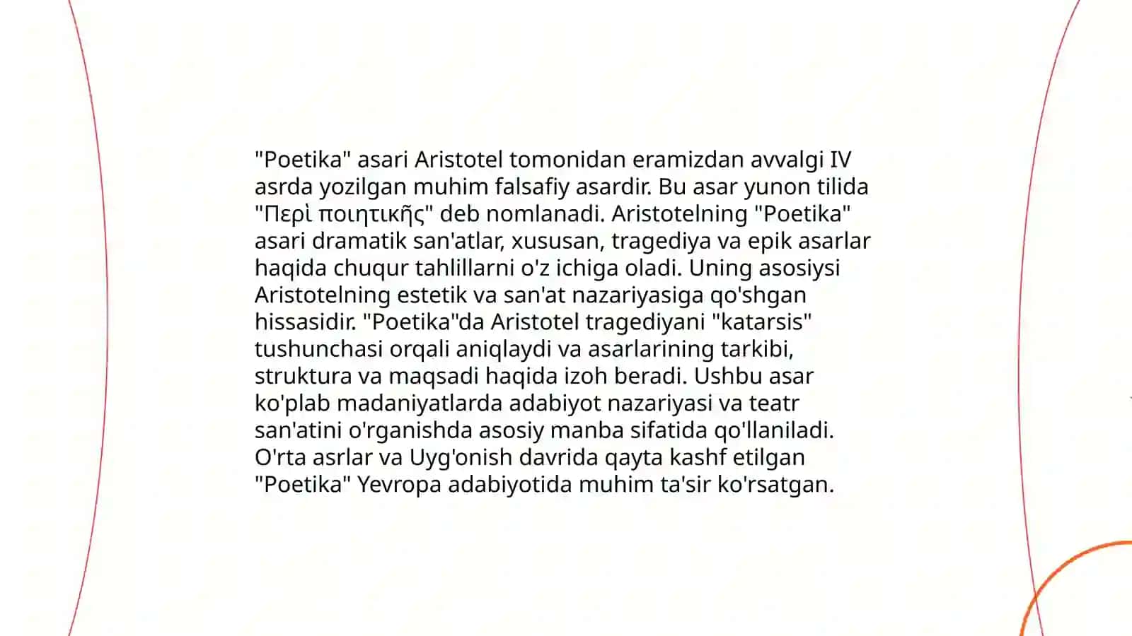 Aristotelning "Poetika" asarini o'rganish 4