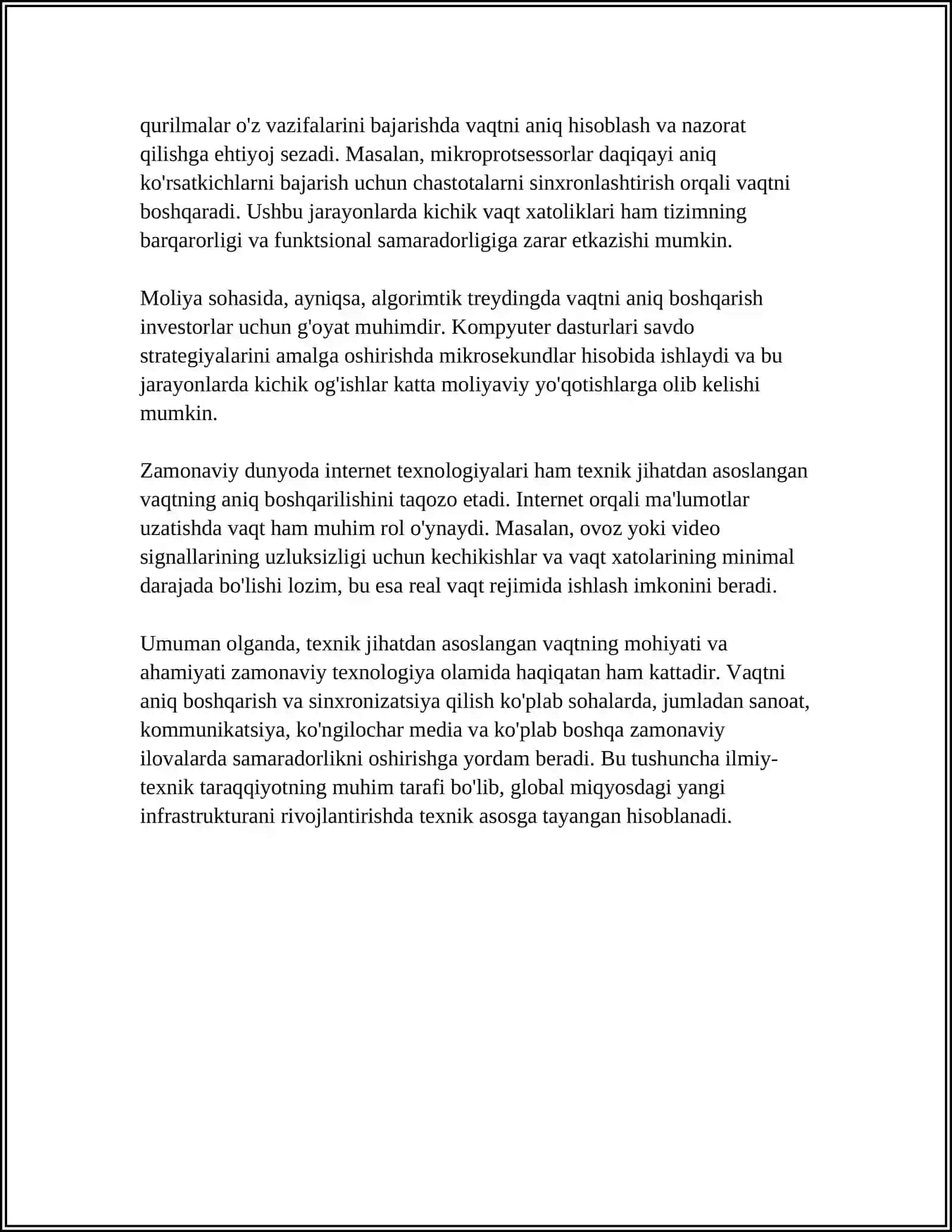 TEXNIK JIXATDAN ASOSLANGAN VAQT QANDAY VAQT 4