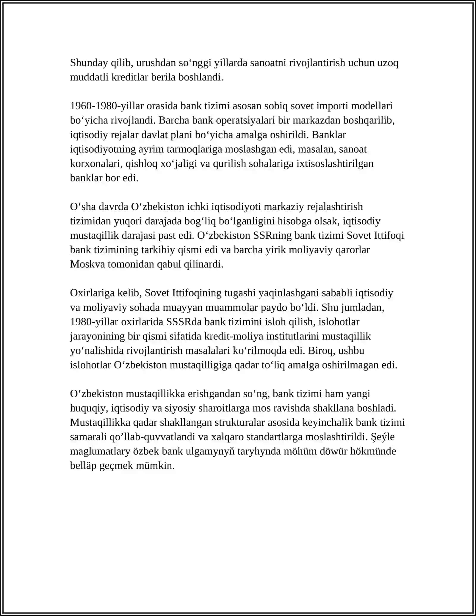 O'ZBEKISTON RESPUBLIKASI BANK TIZIMINING RIVOJLANISH BOSQICHLARI 4