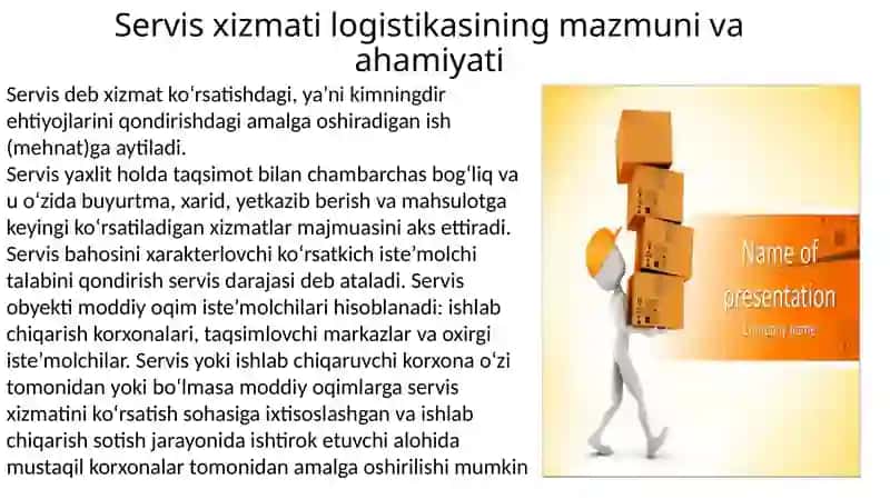 SERVIS XIZMATINING LOGISTIKASI 4