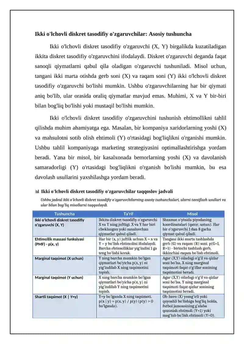 Ikki o'lchovli diskret tasadifiy miqdor va uning taqsimot qonuni 4
