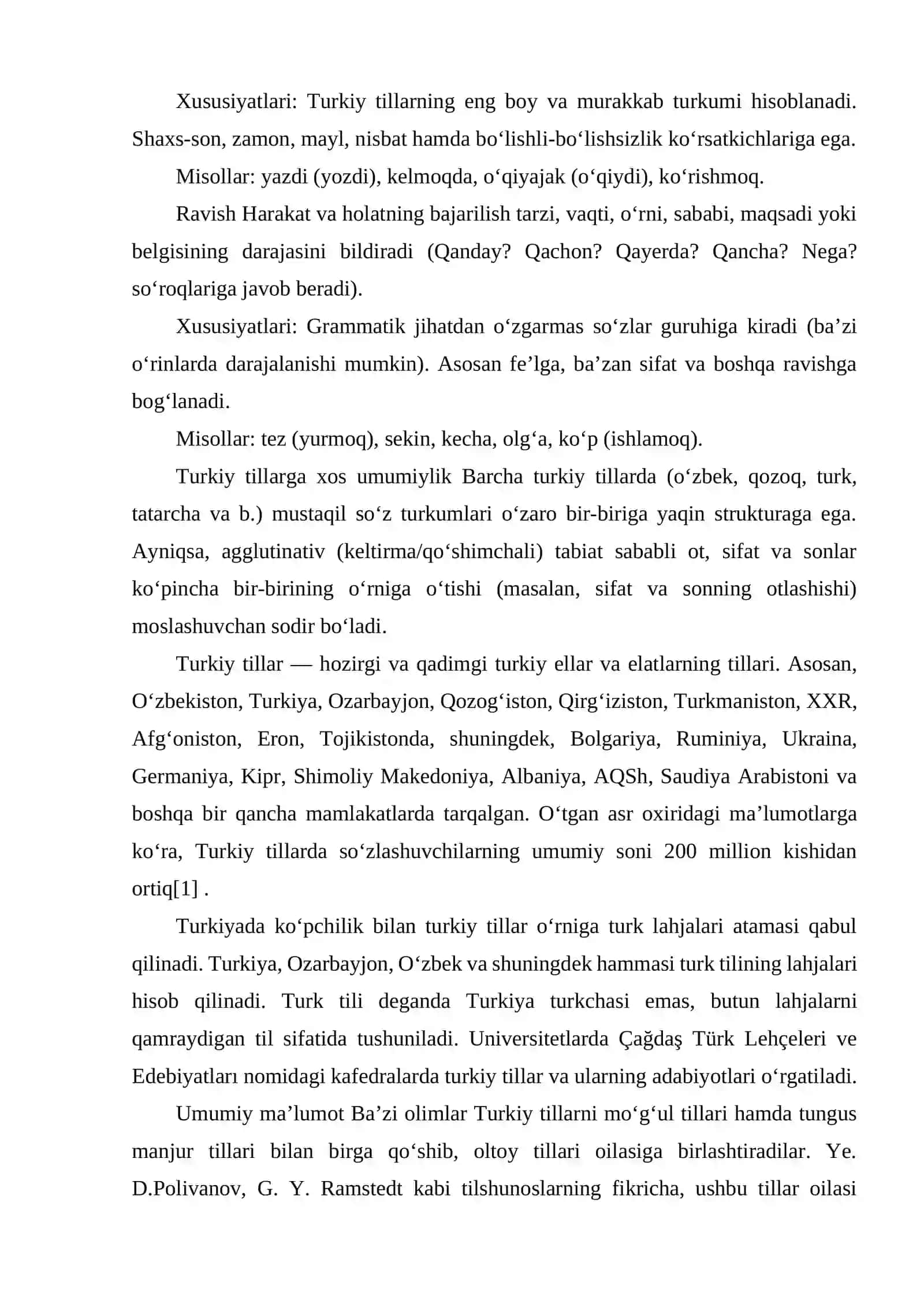 TURKIY TILLARDA MUSTAQIL SOʻZ TURKUMLARI. 4