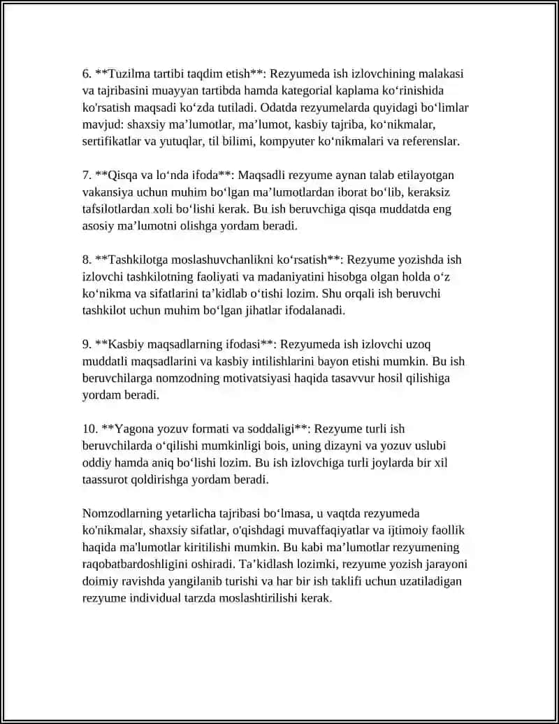 REZYUME VA UNING TURLARI 4
