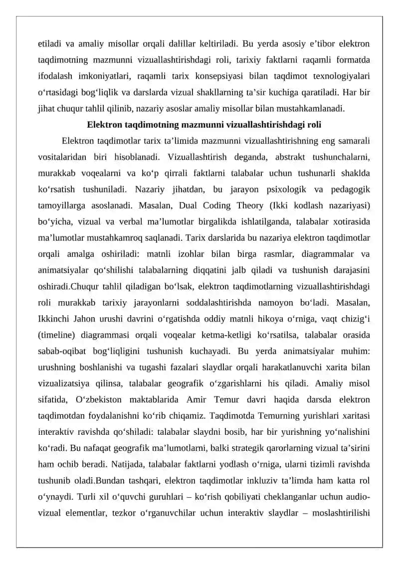 Tarix ta’limida elektron taqdimot ahamiyati 4