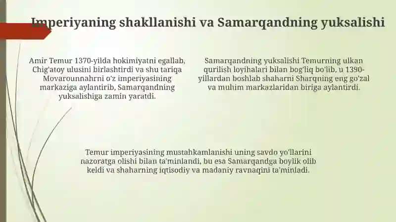 Amir Temurning Jahon Tarixidagi O'rni 4