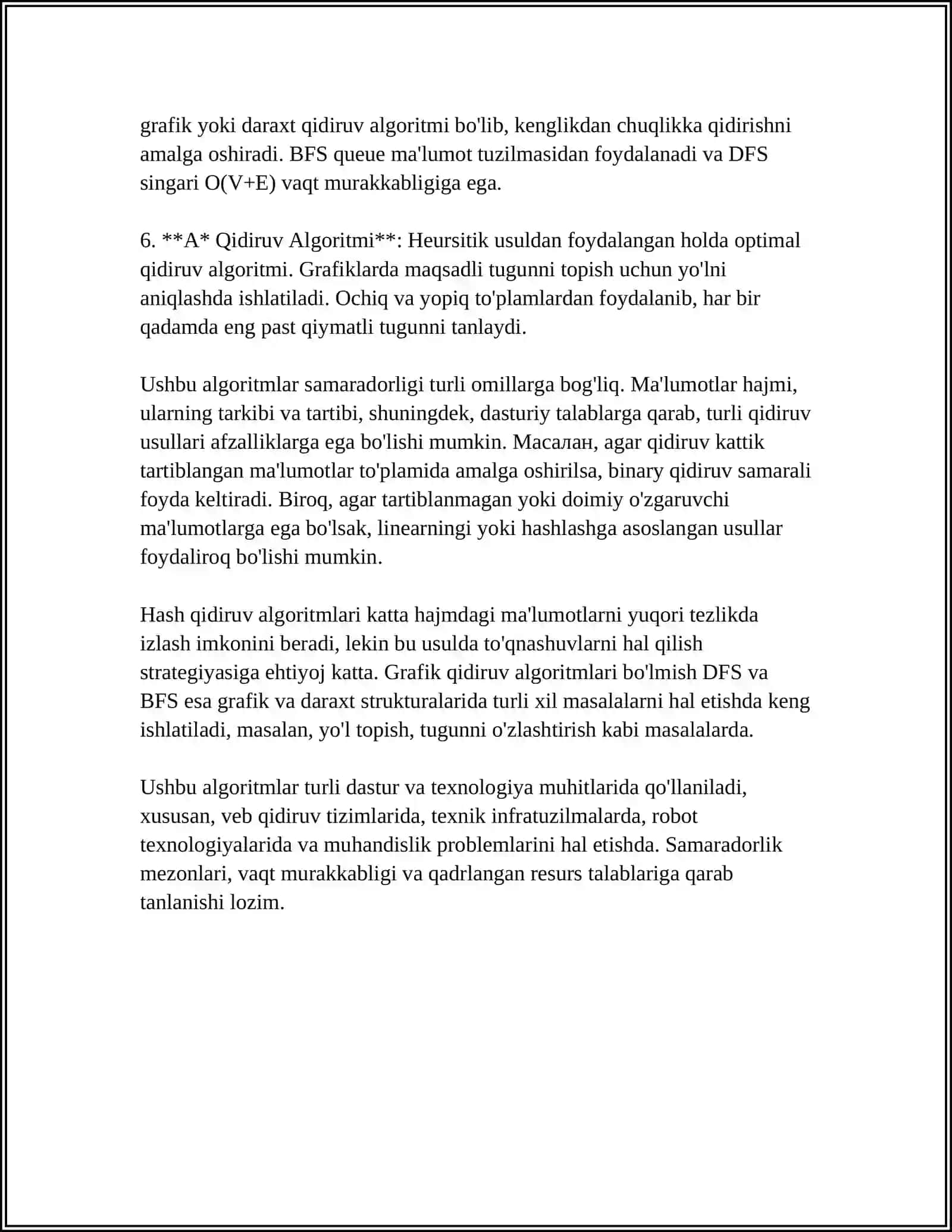 QIDIRISH USULLARI SAMARADORLIGI VA OPTIMALLASHTIRISH 4