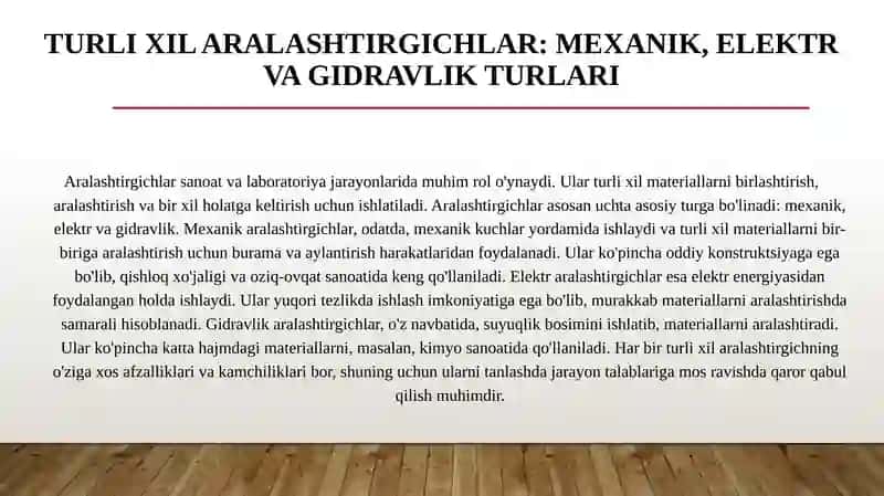 Aralashtirgichlar, ularning turlari konstruksiyasi 4