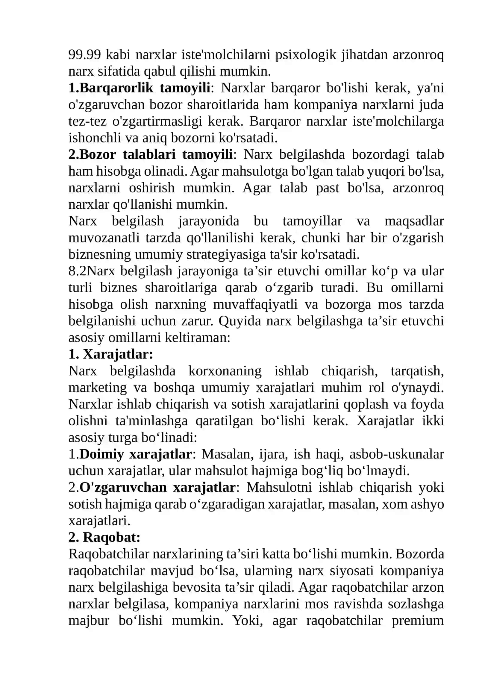 Narx siyosati va strategiyasi 4