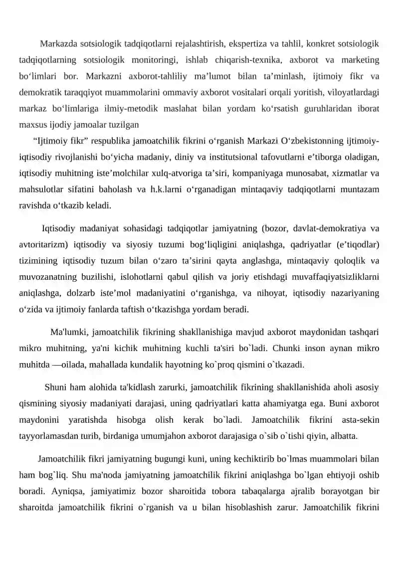 O'zbekiston Respublikasi “Ijtimiy fikr” markazi faoliyati tarixi 4