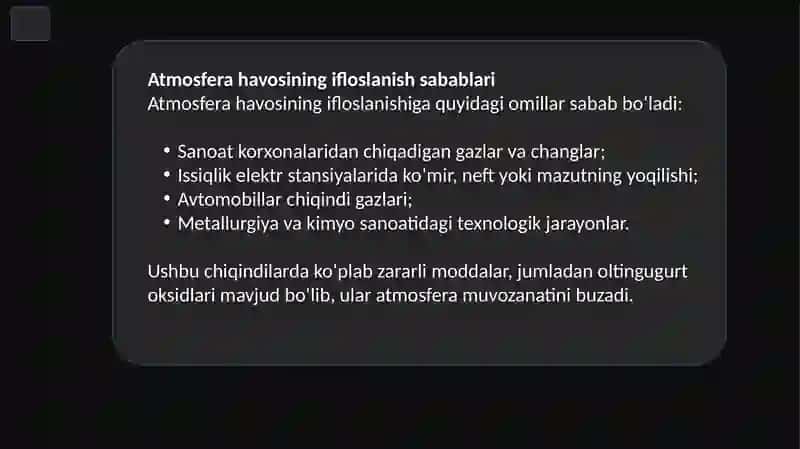 Ekologiyafanidan taqdimot loyihasi 4