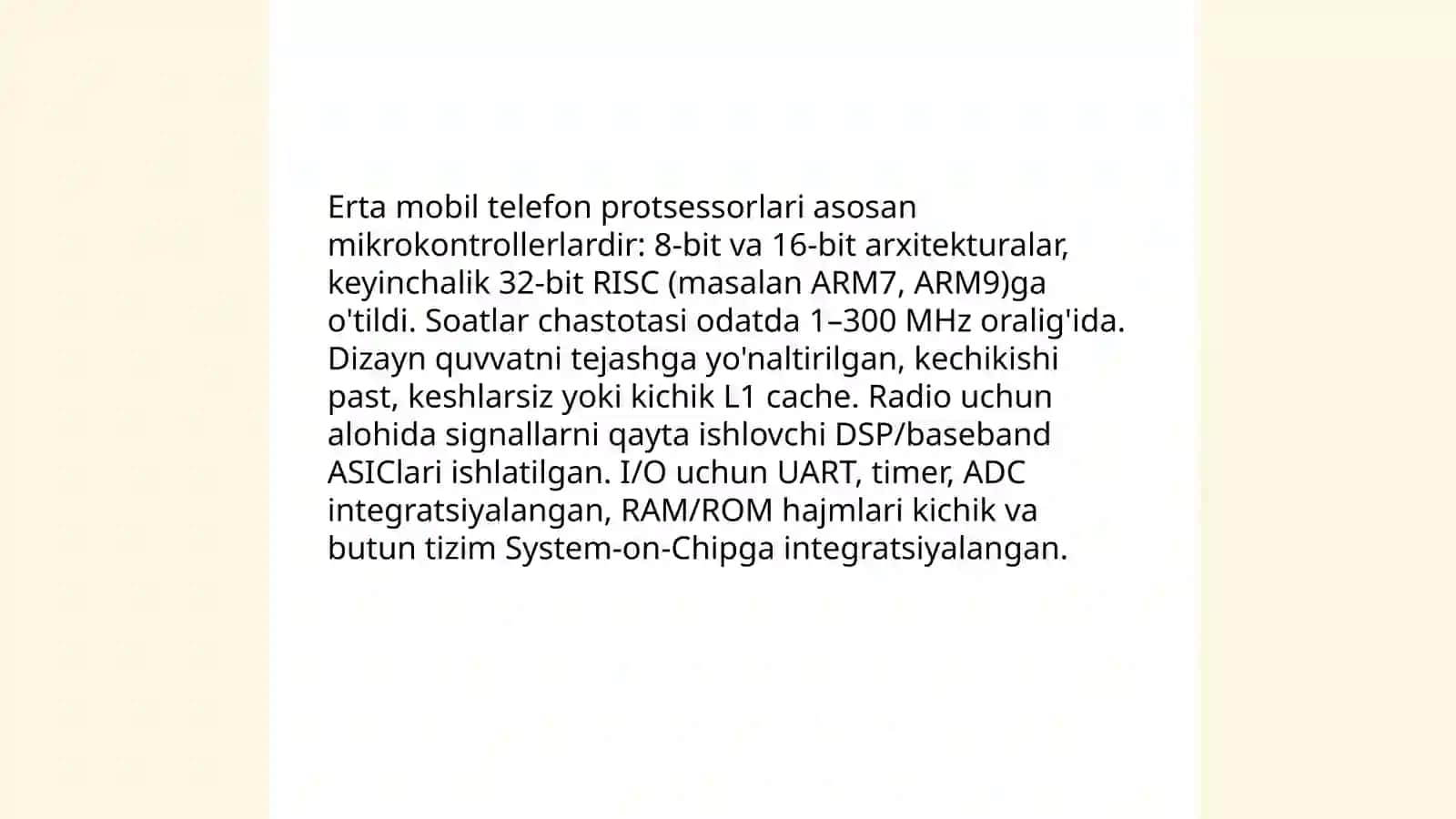 Dastlabki mobil telefonlardagi prosessorlar 4