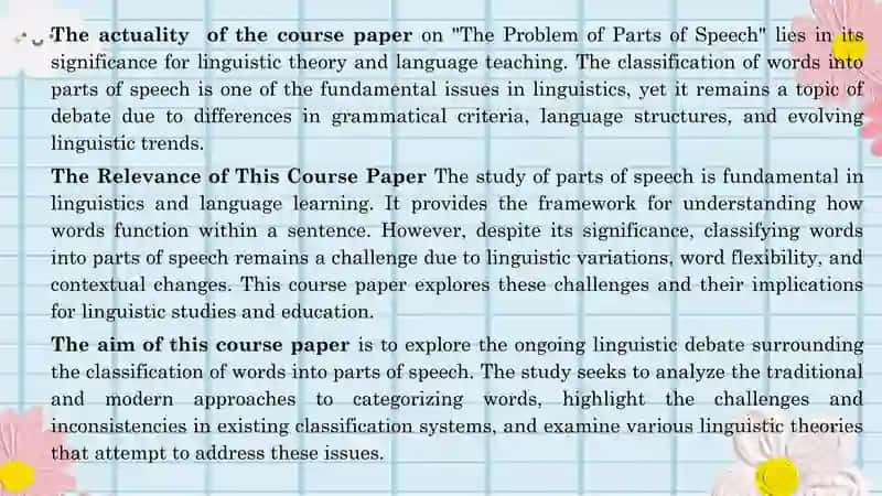 The Problem of Parts of Speech 4