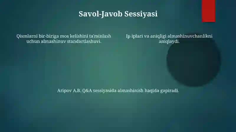 O’zaro almashuvchanlik standartlashtirish 4