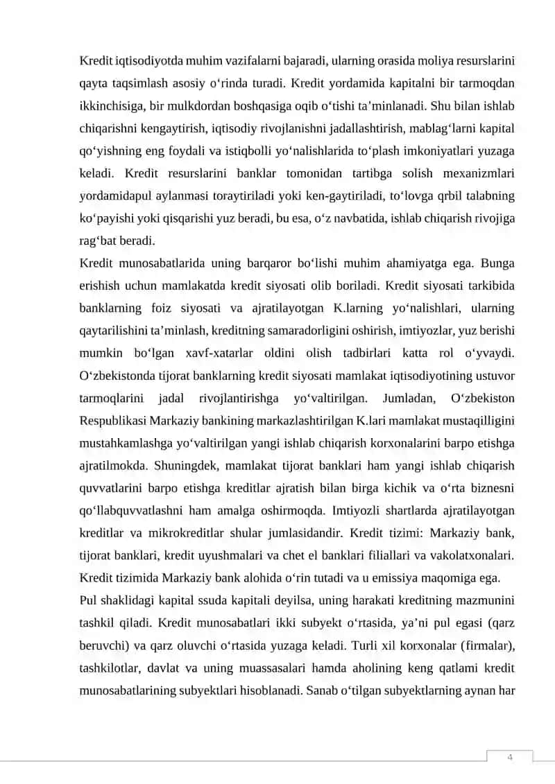KREDIT VA UNING HOZIRGI ZAMON SHAKLLARI 4