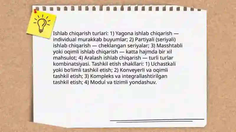Ishlab chiqarishni tashkil etish 4