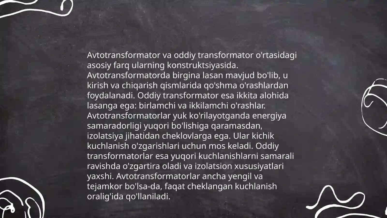 Kuch transformatori VA avtotransformatorini tanlash 4