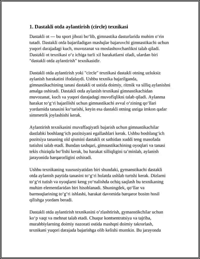 GIMNASTIKA:DASTAKLI OTDA BAJARILADIGAN MASHQLAR 4