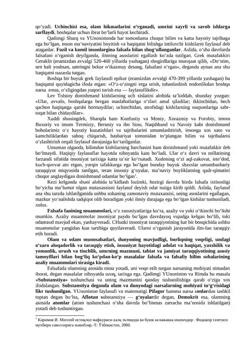 Modul. FALSAFA fanidan ma’ruza matnlari 4