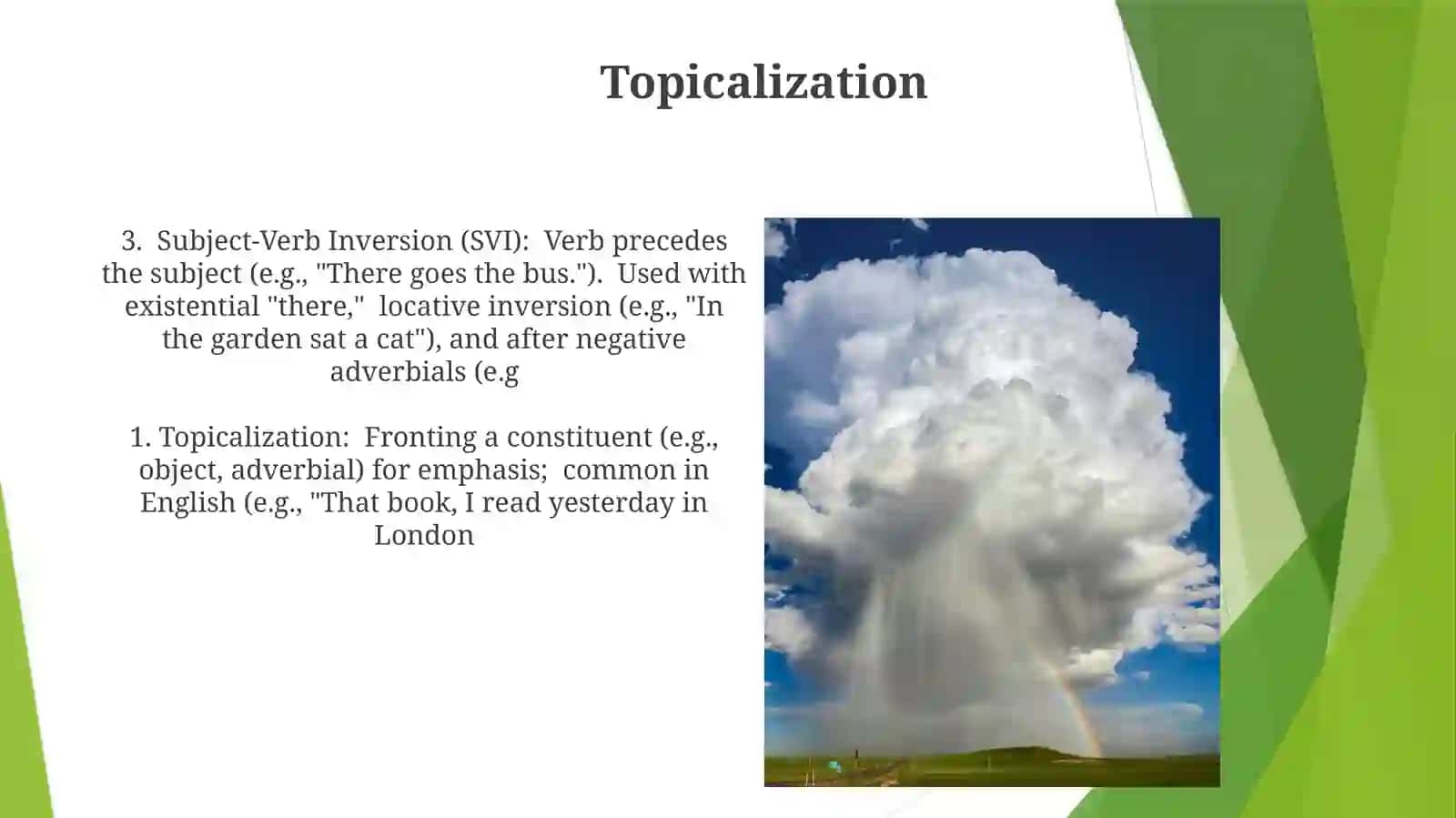Different types of syntactic inversion 4