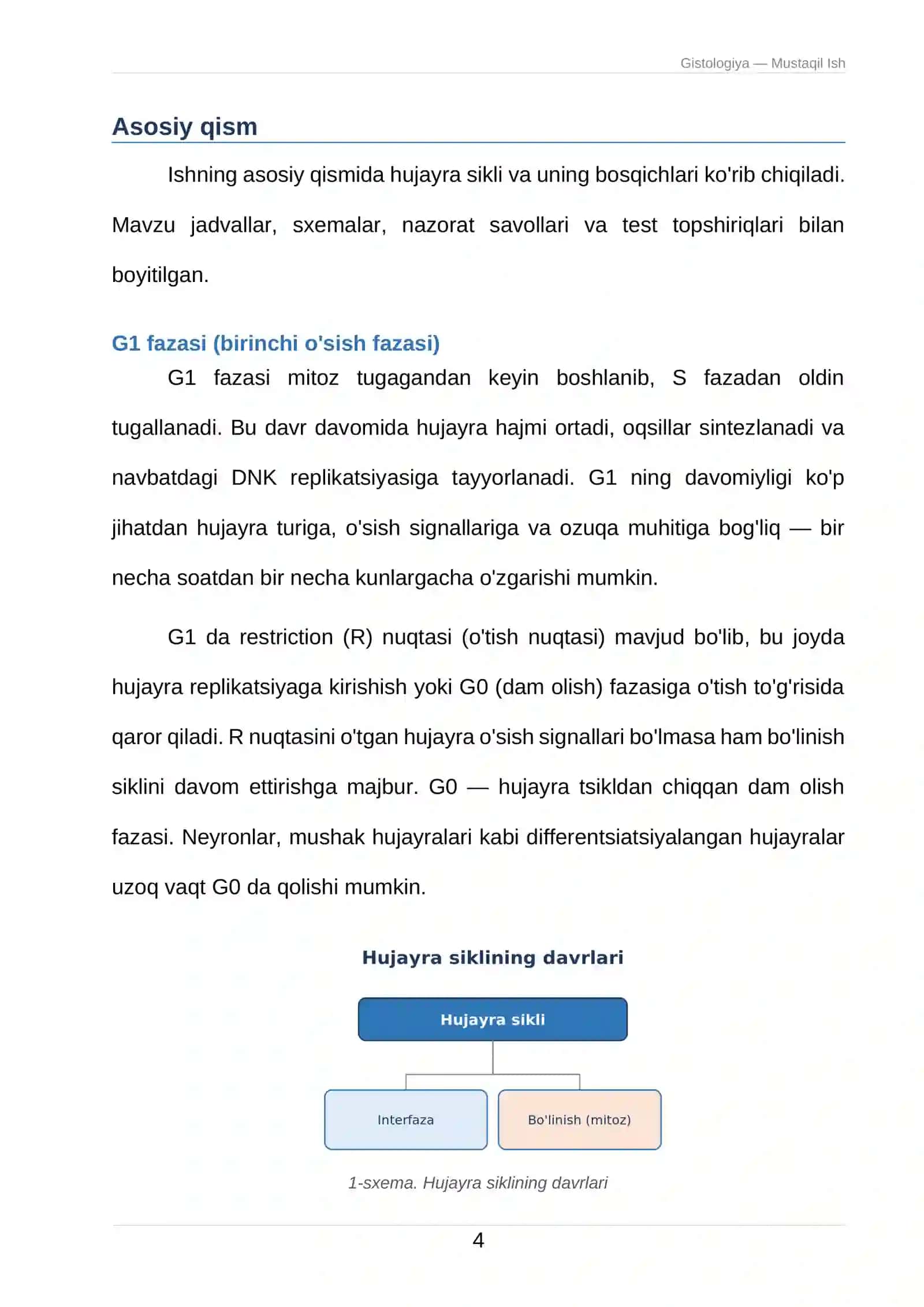 Gistologiya — Mustaqil Ish 4