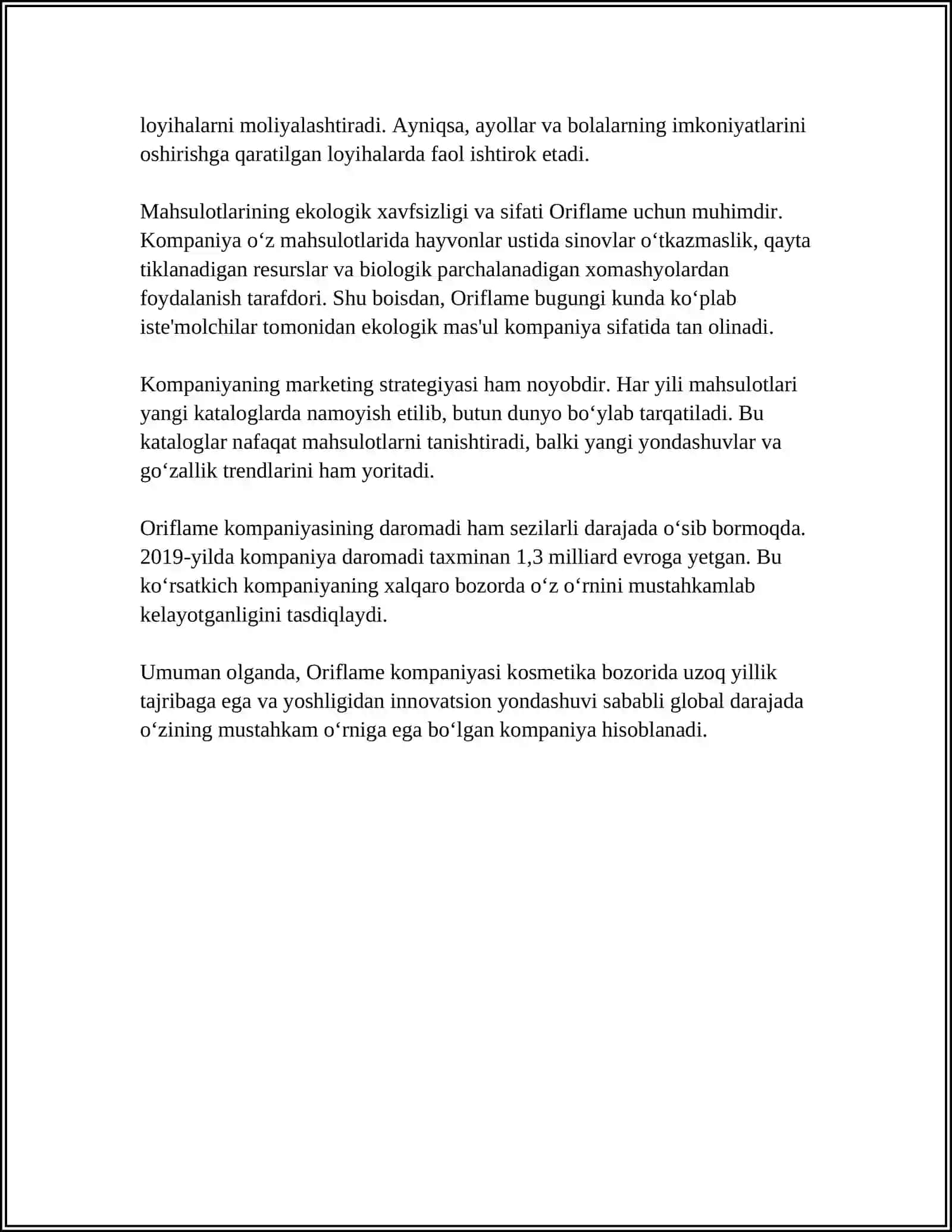 ORIFLAME KOMPANIYASI HAQIDA 4