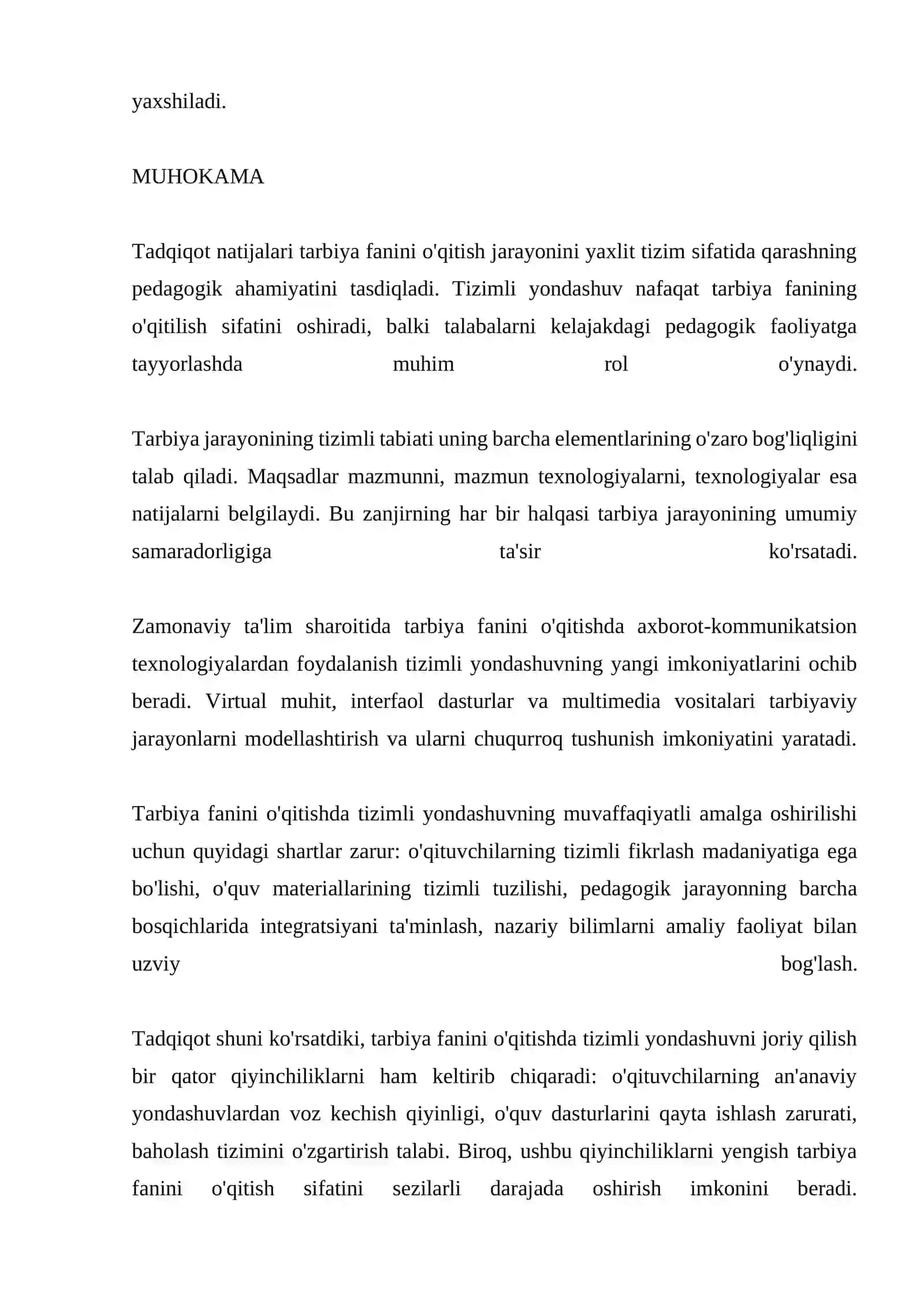TARBIYA FANINI OQITISH JARAYONI YAXLIT TIZIM SIFATIDA 4