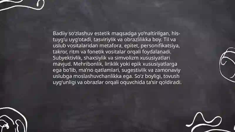 Nutq uslublari, badiiy soʻzlashuv, rasmiy idoraviy uslublar 4