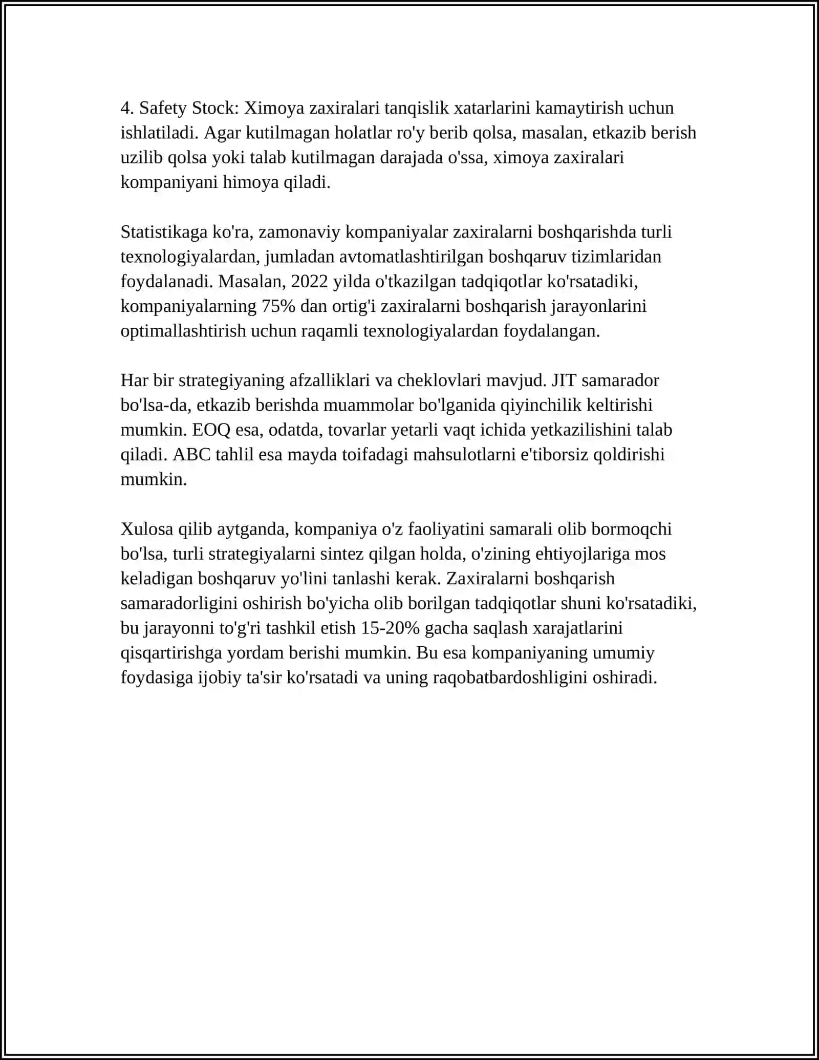 TAVAR-MODDIY ZAXIRALAR HISOBINI TASHKIL ETISH 4