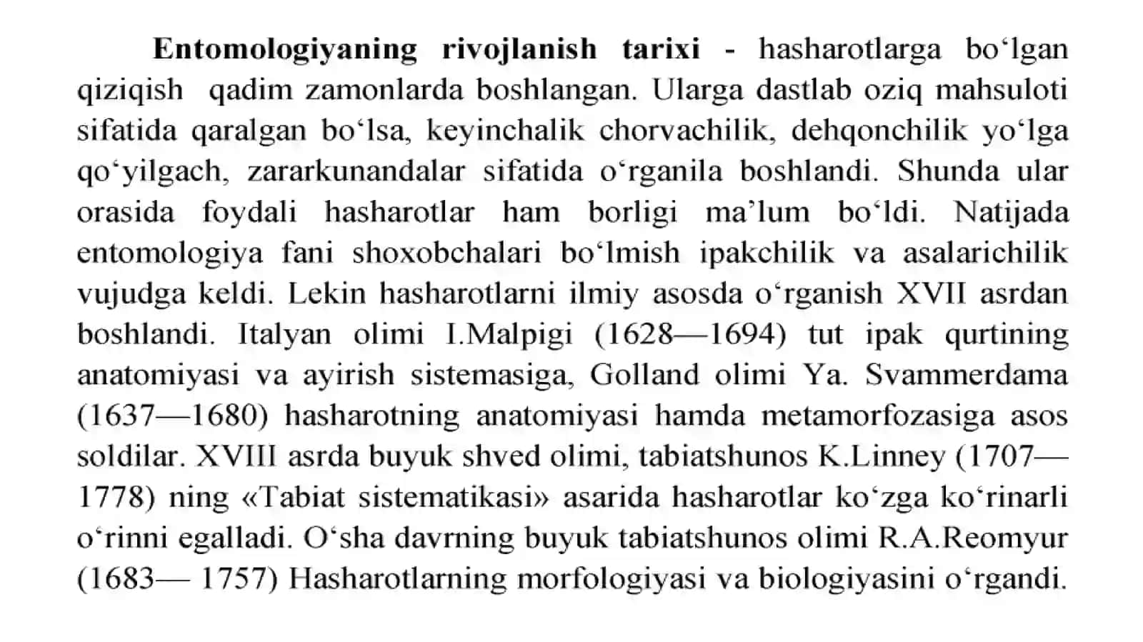 DORIVOR O‘SIMLIKLAR ENTOMOLOGIYASI FANIGA KIRISH 4
